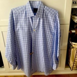 David Donahue blue stripe dress shirt